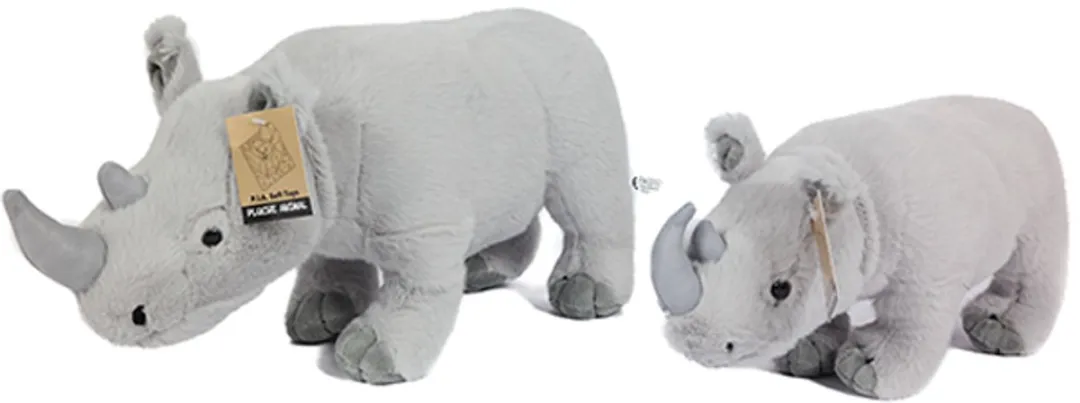 PIA Soft Toys Pluche Neushoorn Staand 40cm - Grijs