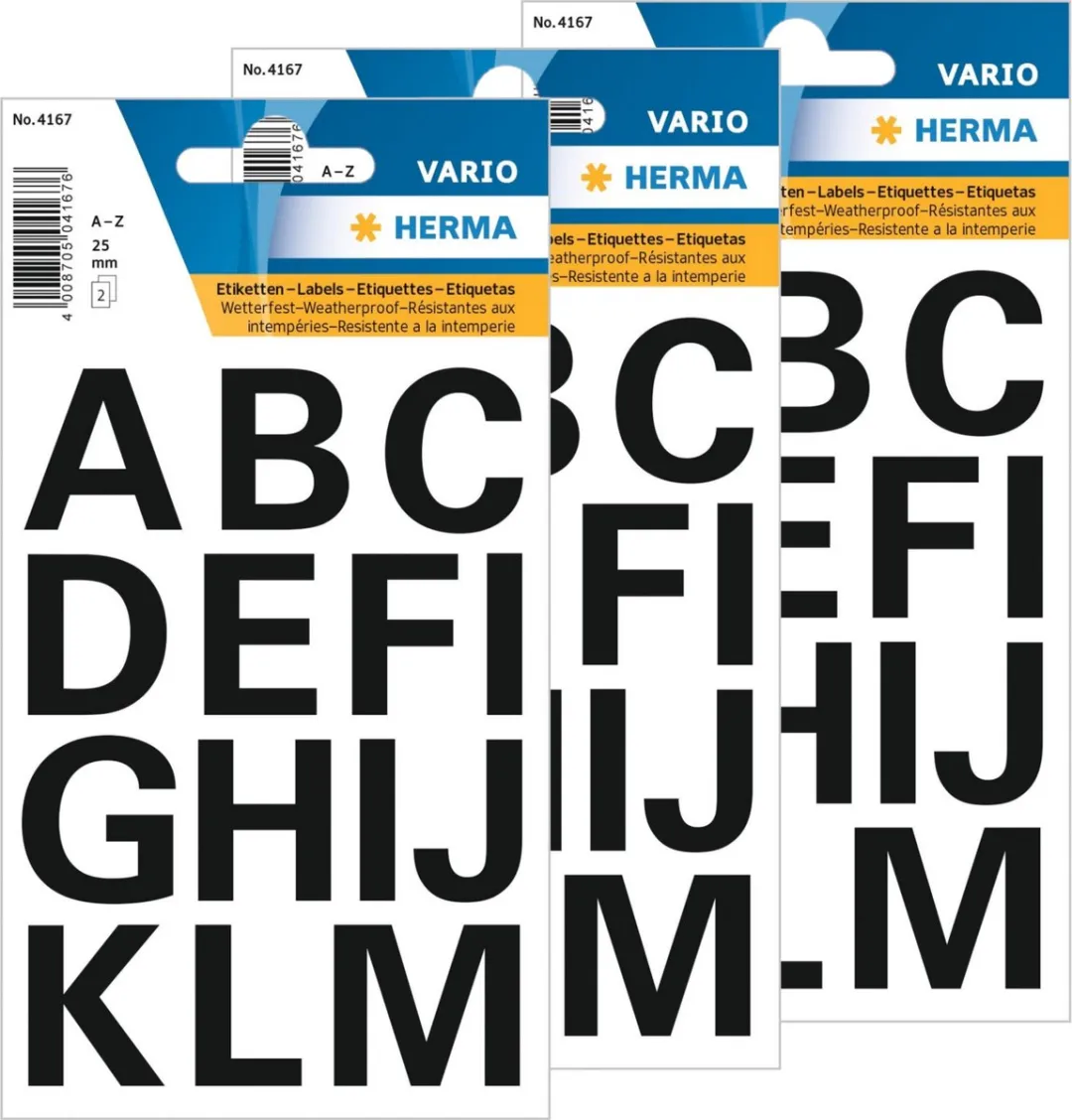 Herma Alfabetstickers Zwart 25mm - 56 Stuks