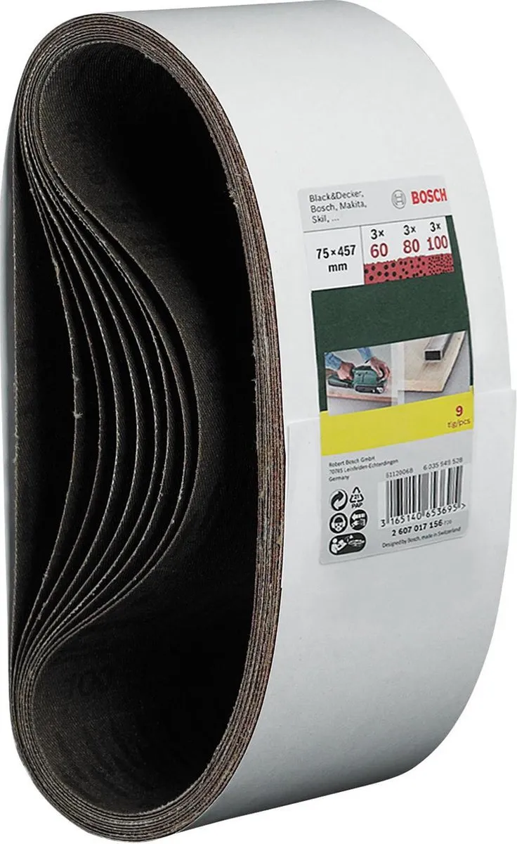Bosch 9-delige Schuurbandset 74x457mm