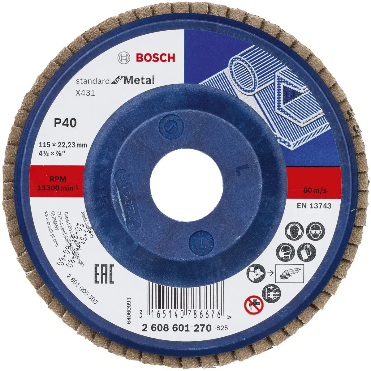 Bosch 115mm Metaal Slijpschijf 22.23mm - 1 Stuk