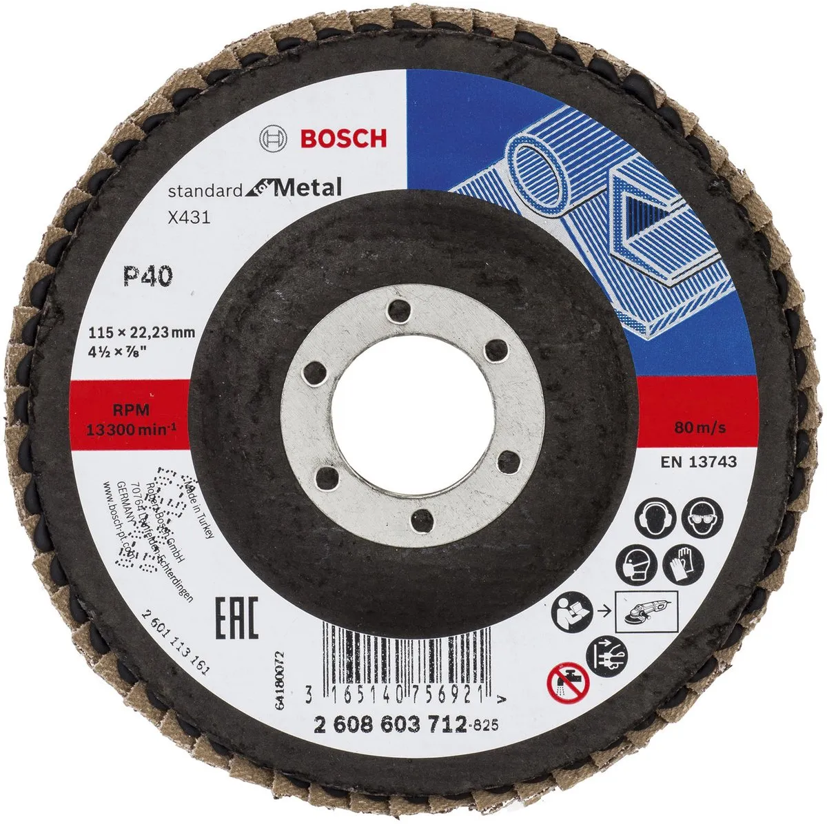 Bosch 115mm Metaal Slijpschijf 22.23mm - 1 Stuk