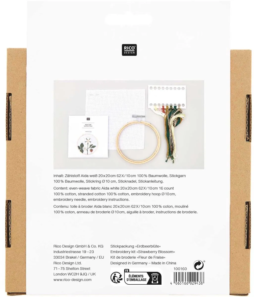 Rico Design Borduurpakket Aardbeien Bloesem