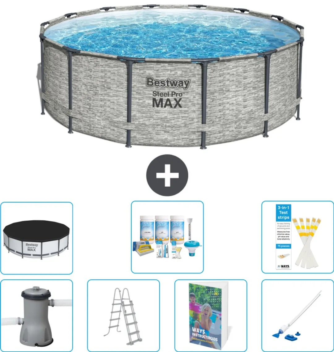 Bestway Steel Pro MAX Zwembad 427x122cm - 15.232L - Grijs