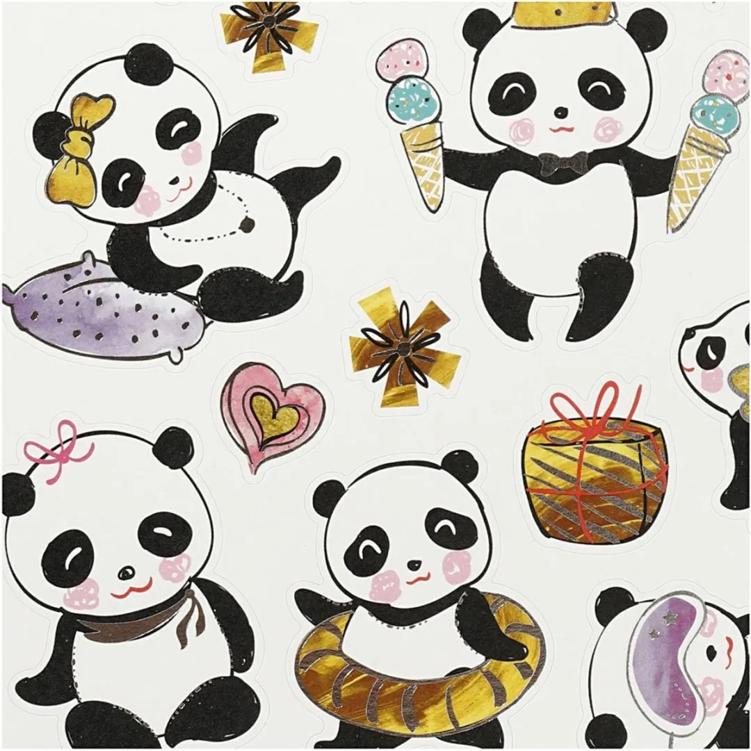 Creativ Company Panda Stickers - 21 Stuks - 15x16,5cm