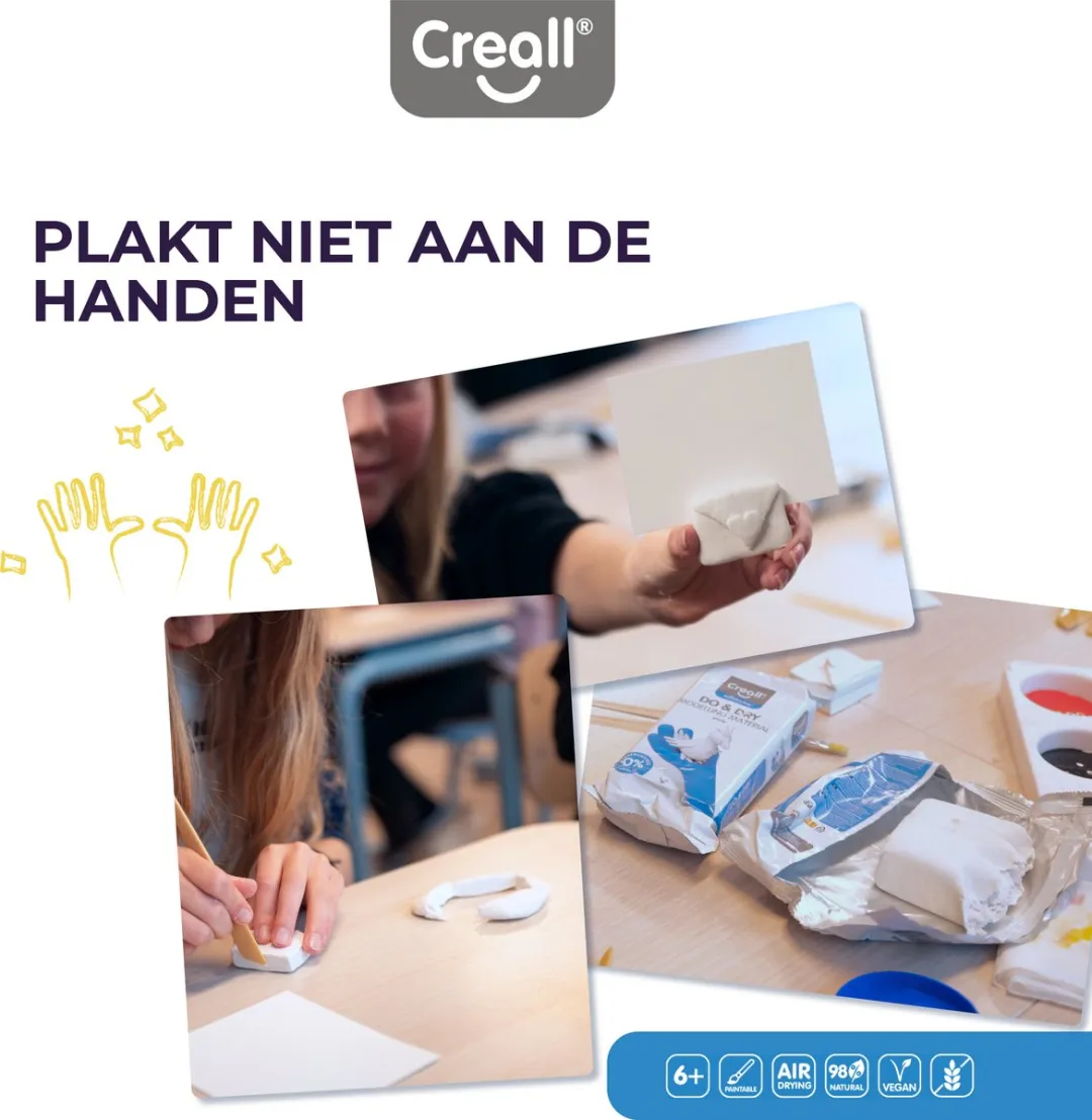 Creall Do & Dry | Luchtdrogende klei kleur Terra | 1 x 1000g | Made in Holland | Zacht en klaar voor gebruik | Made in Holland | Knutselwerk kinderen, school, hobby, DIY en creatieve projecten