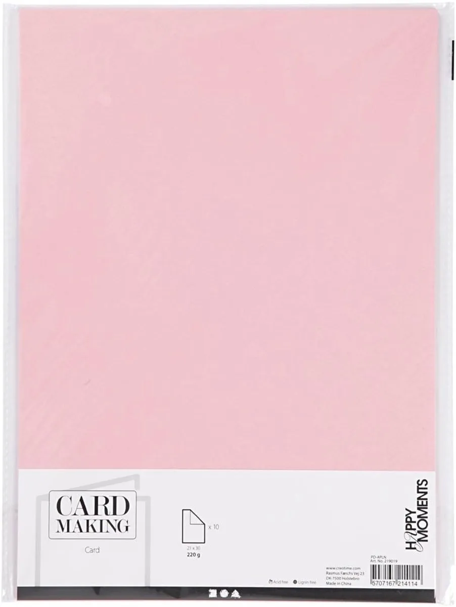 Creativ Company Creotime Karton A4 220g Roze - 10 Stuks