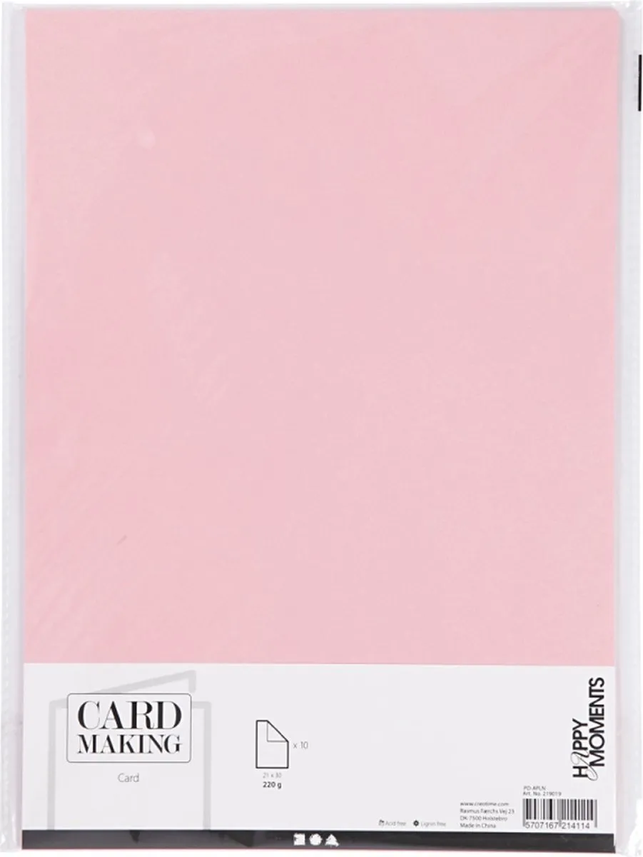 Creativ Company Creotime Karton A4 220g Roze - 10 Stuks