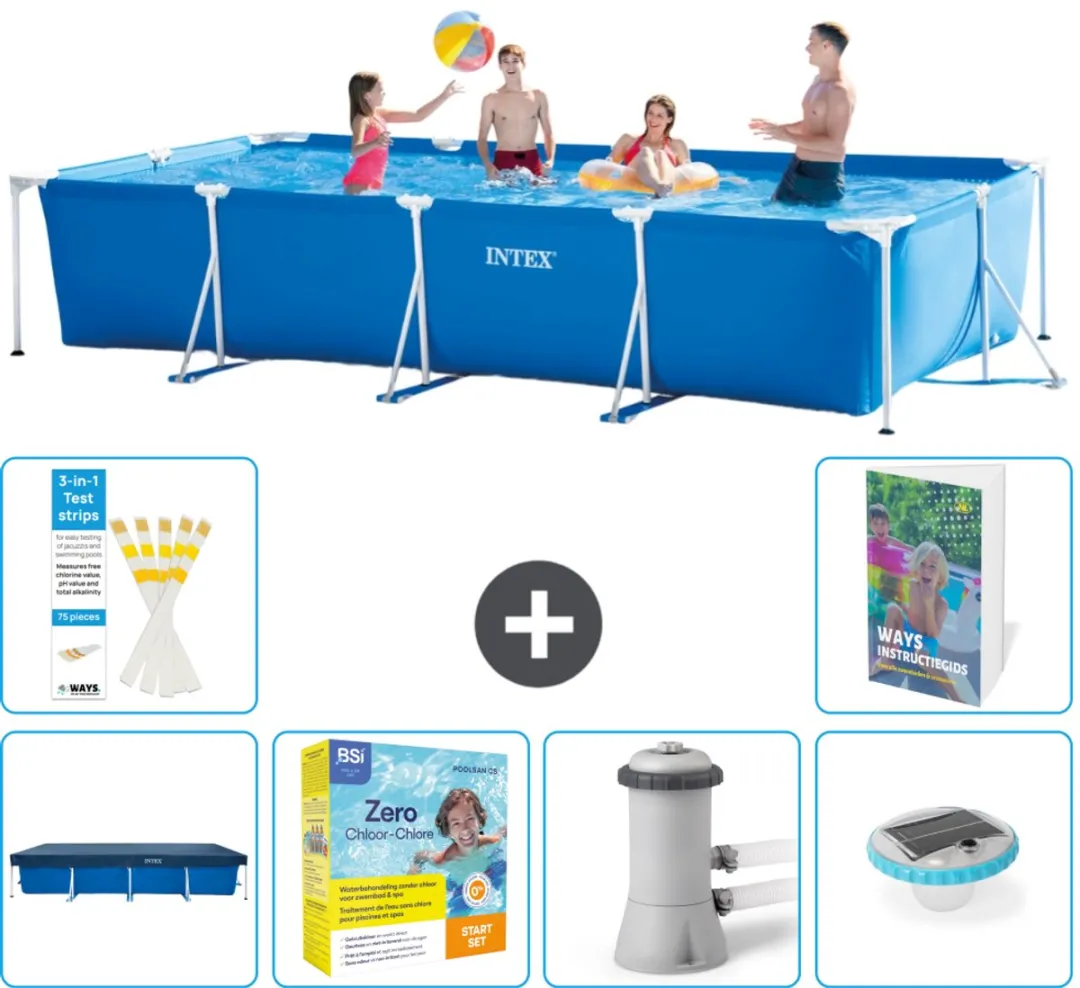 Intex Rechthoekig Frame Zwembad 450x220cm Blauw