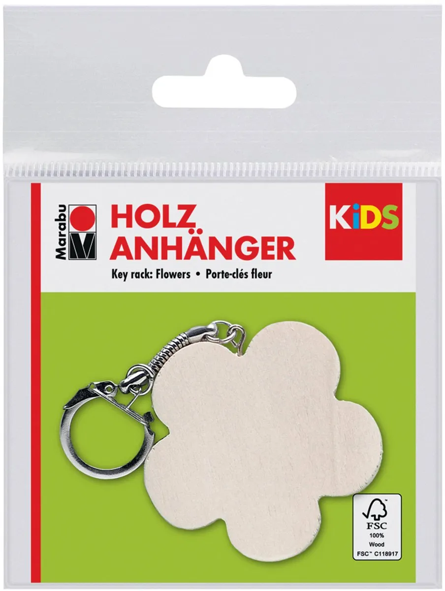 Marabu Sleutelhanger Bloem Houtkleur