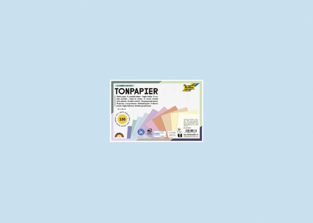 Folia Gekleurd Tekenpapier Pastel - 10 Kleuren - 100 Stuks