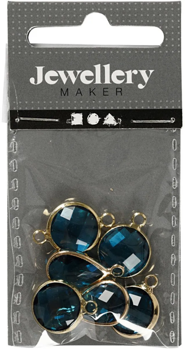 Creativ Company Sieradenhanger Cabochon Facetglas 15-20mm - Turquoise - 6 Stuks