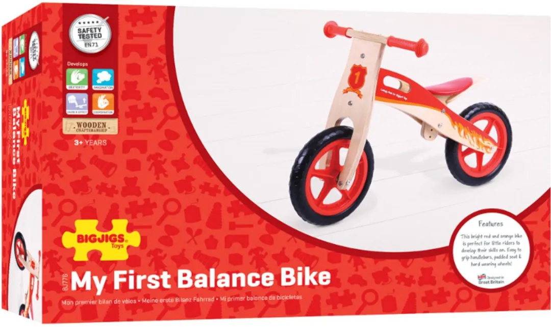 BIGJIGS Houten Loopfiets 8 Inch - Rood