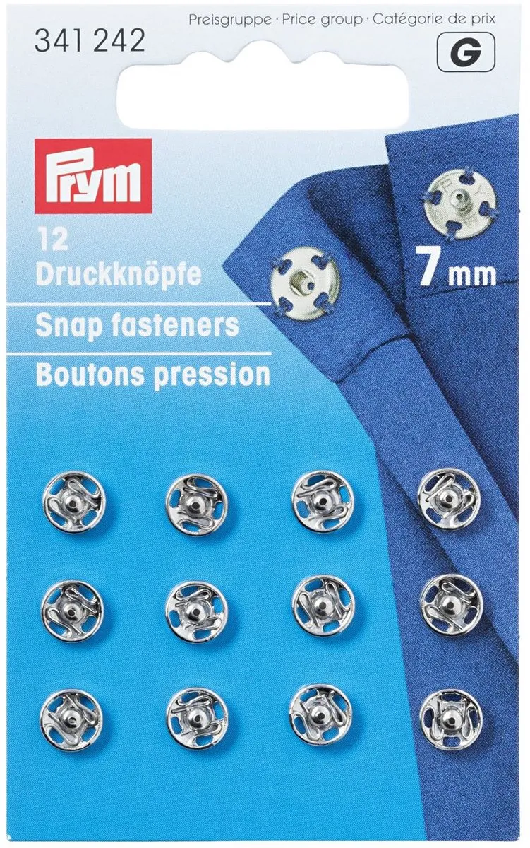Prym Aannaaidrukknopen 7mm - Zilverkleurig - 12 Stuks