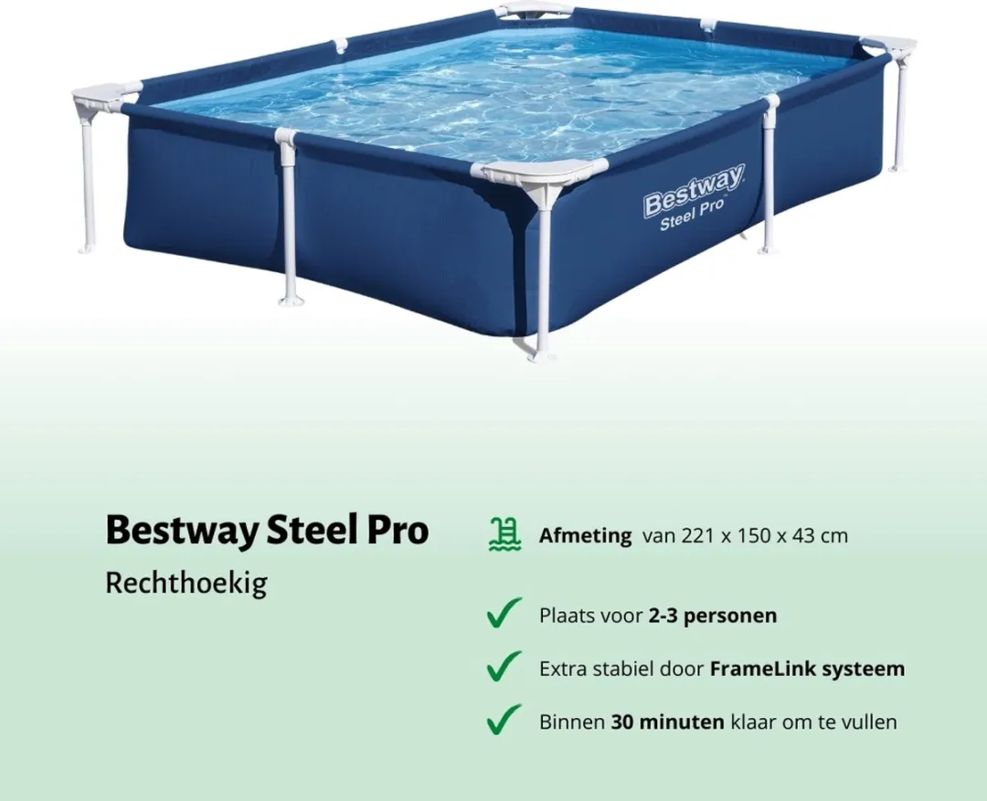 Bestway Steel Pro Zwembad 221x150cm - 1200L - Blauw