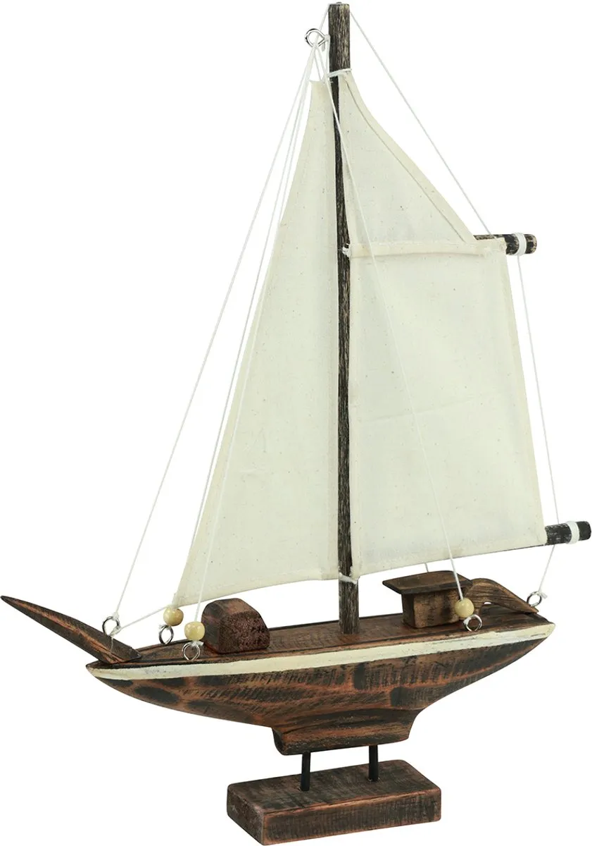 Kaemingk Zeilboot Houten Decoratie - 32x5x41cm