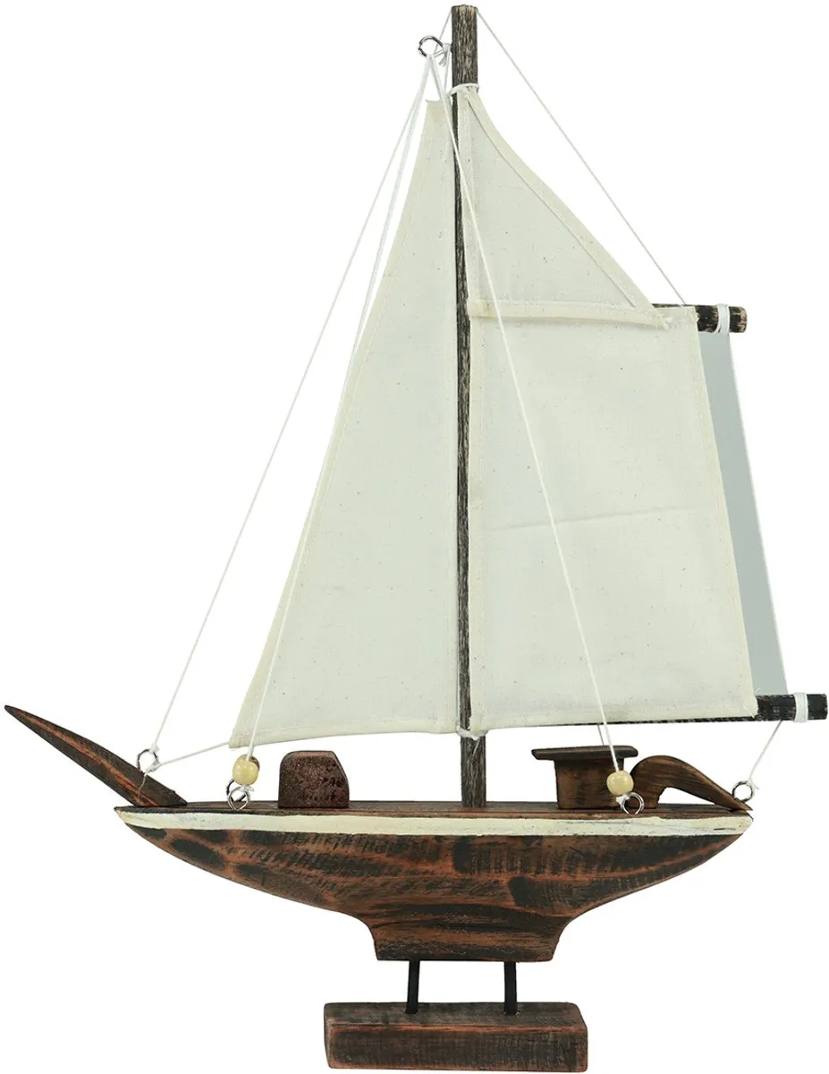 Kaemingk Zeilboot Houten Decoratie