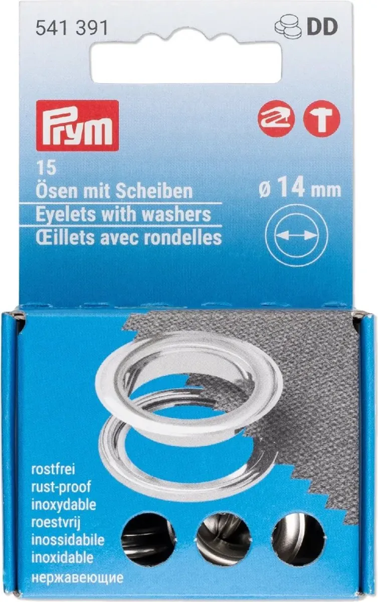 Prym Ringen met schijven 14mm - Zilver - 15 Stuks