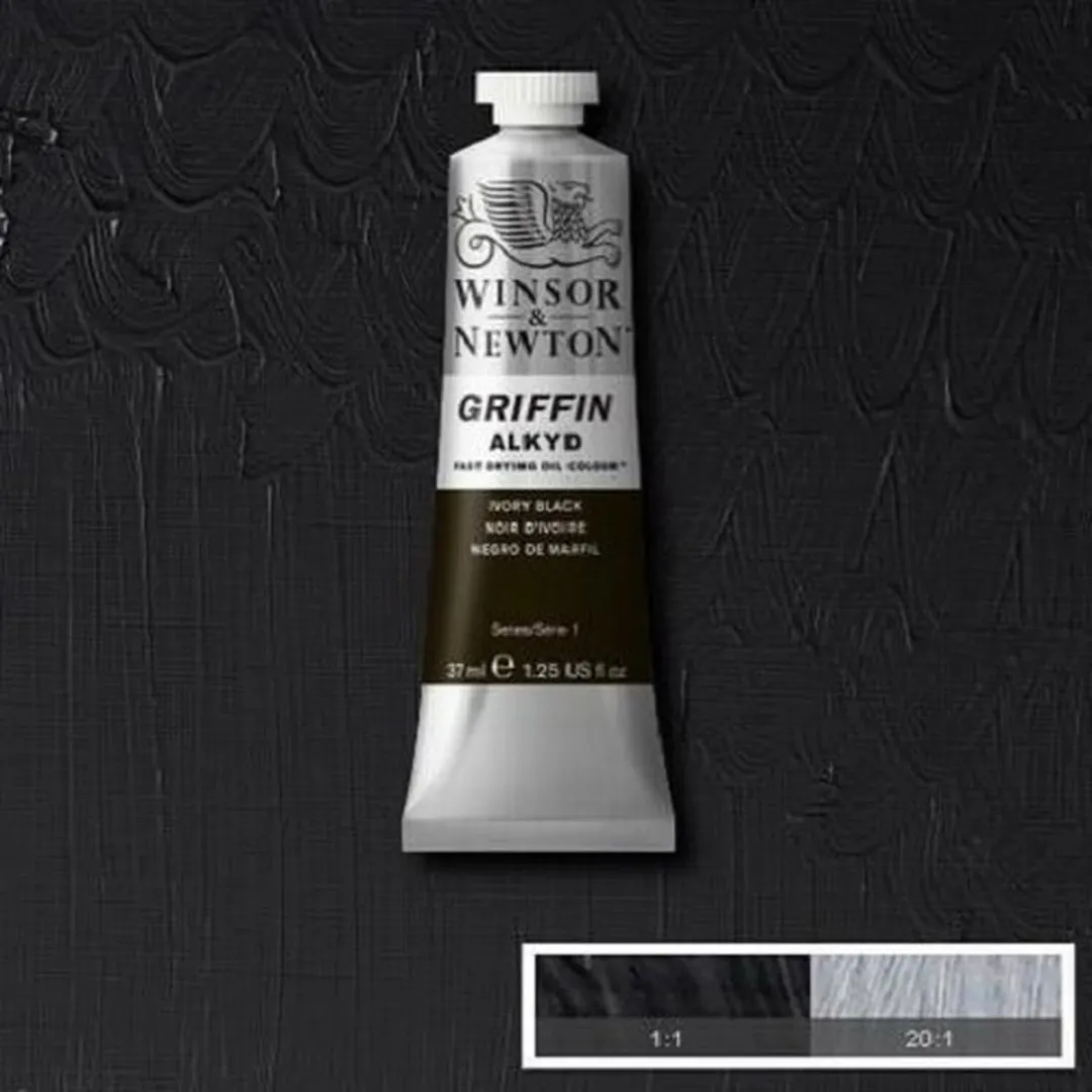 Winsor & Newton Griffin Alkyd Olieverf Ivory Black 331 37ml