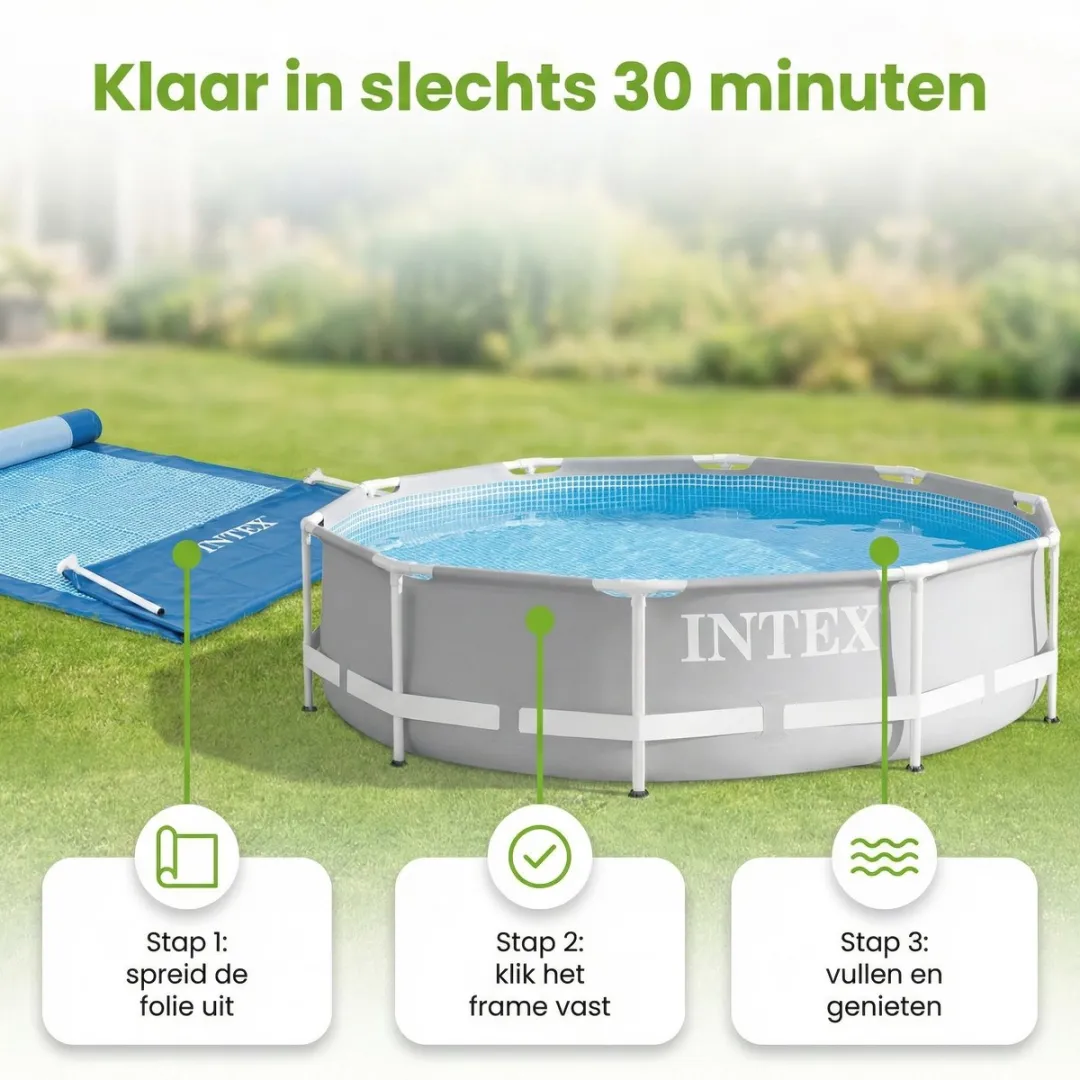 Intex Rond Prism Frame Zwembad 366x76cm - 6503L - Grijs - afbeelding 5 van 6