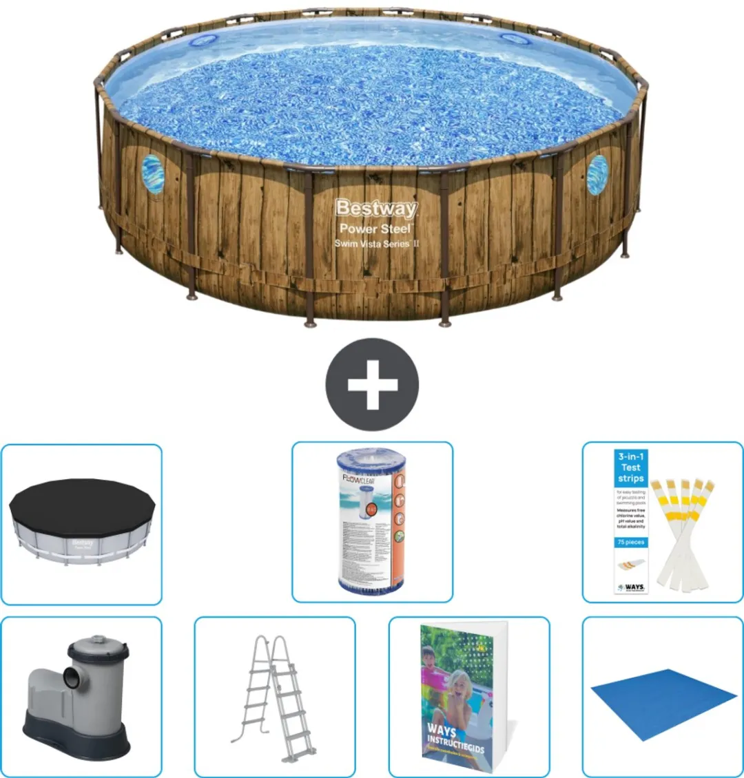 Bestway Rond Power Steel Swim Vista Zwembad 488cm
