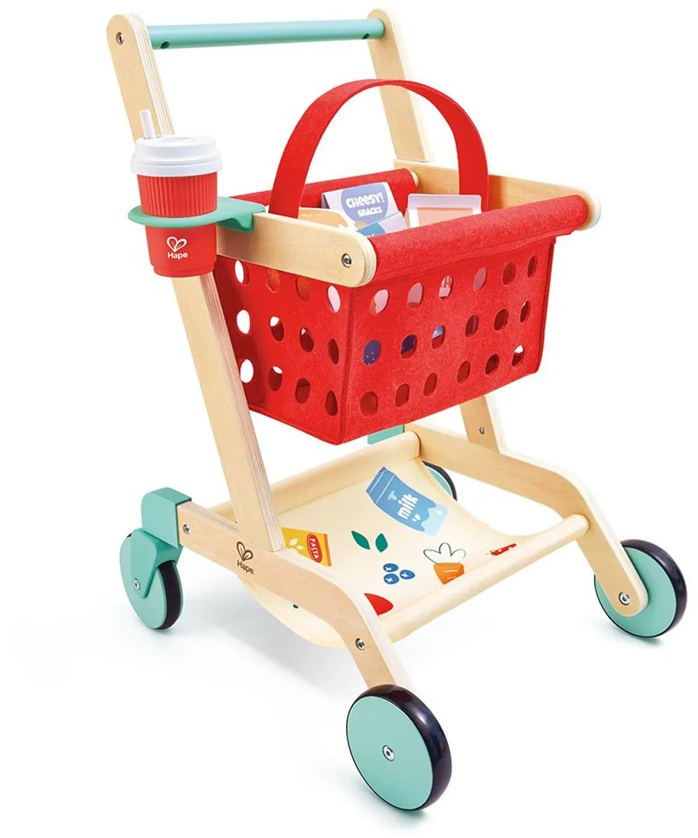 Hape Houten Winkelwagen Speelgoed - Multicolor