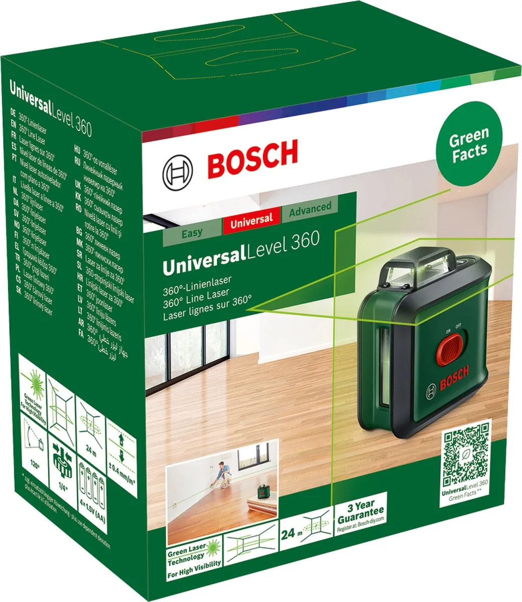 Bosch UniversalLevel 360 360° Kruislijnlaser - 4x Batterijen