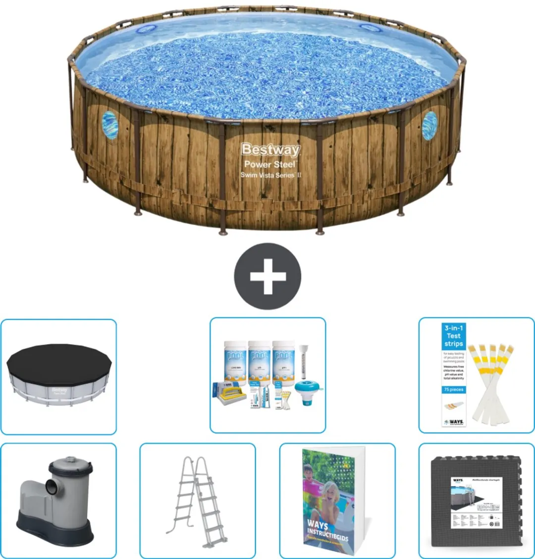 Bestway Power Steel Swim Vista Zwembad 488cm - Bruin