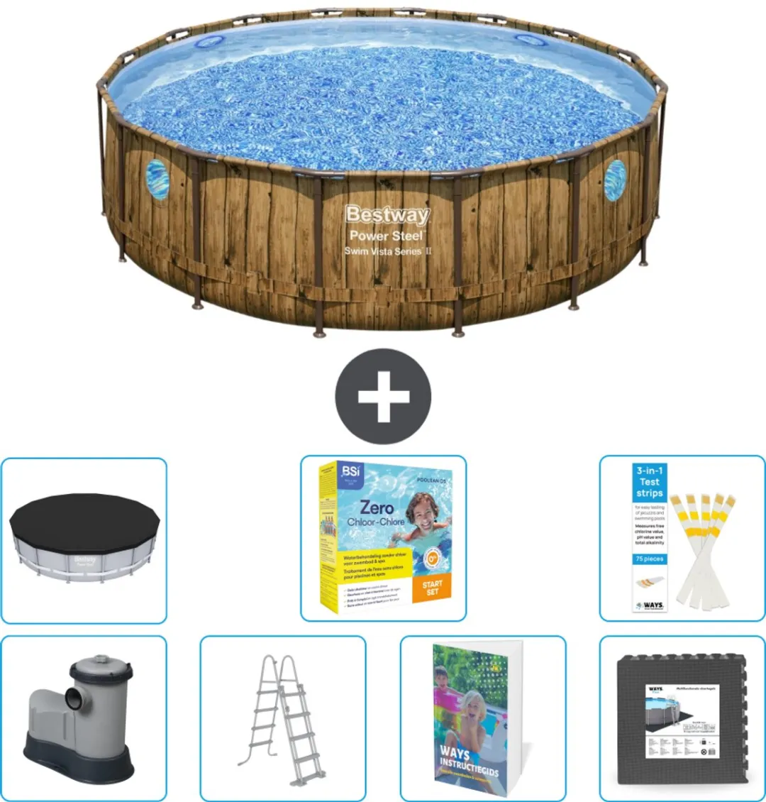 Bestway Power Steel Swim Vista Zwembad 488cm - Bruin