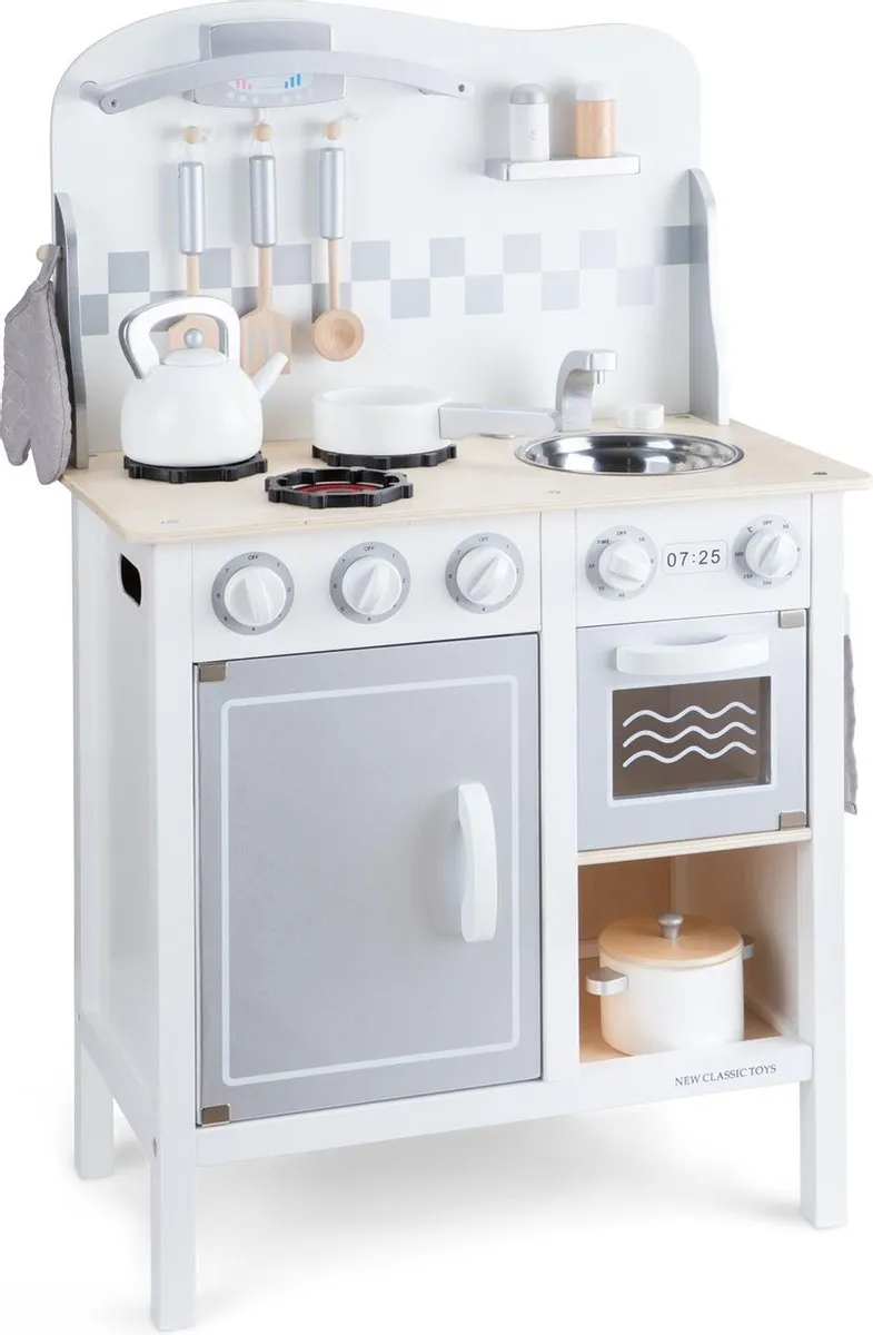 New Classic Toys Houten Speelkeuken DeLuxe Wit - 55cm