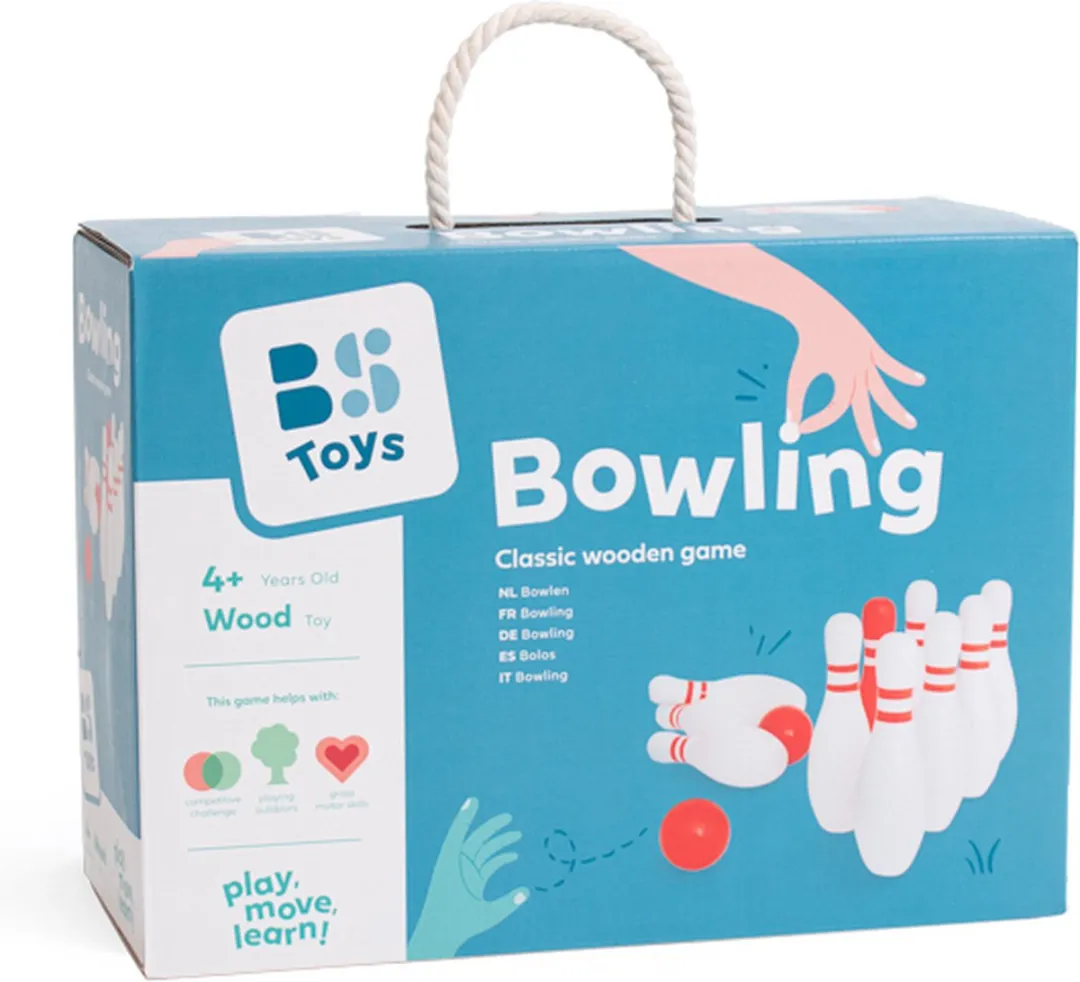BS Toys Bowlingset - 10 Kegels - Rood & Wit - afbeelding 6 van 6