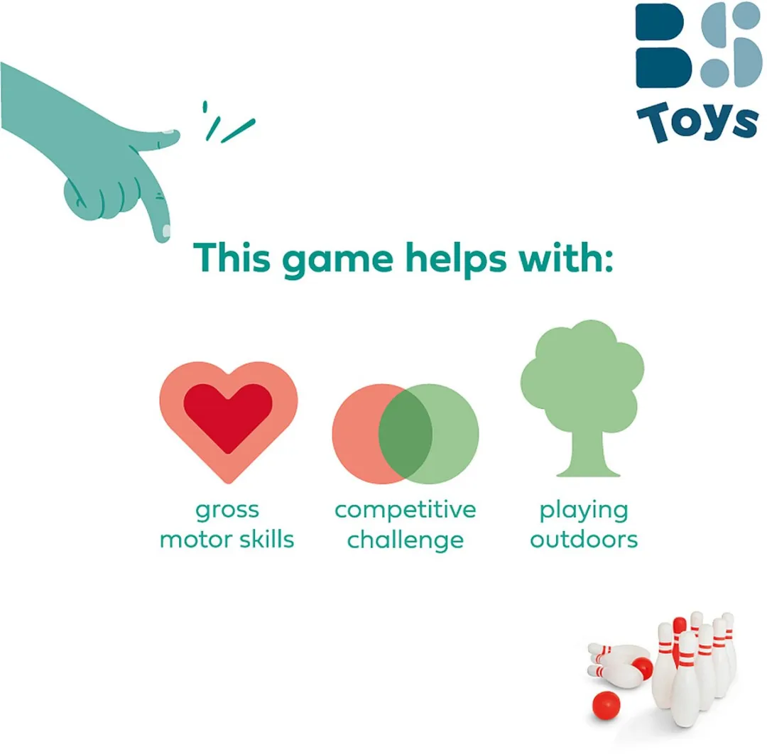 BS Toys Bowlingset - 10 Kegels - Rood & Wit