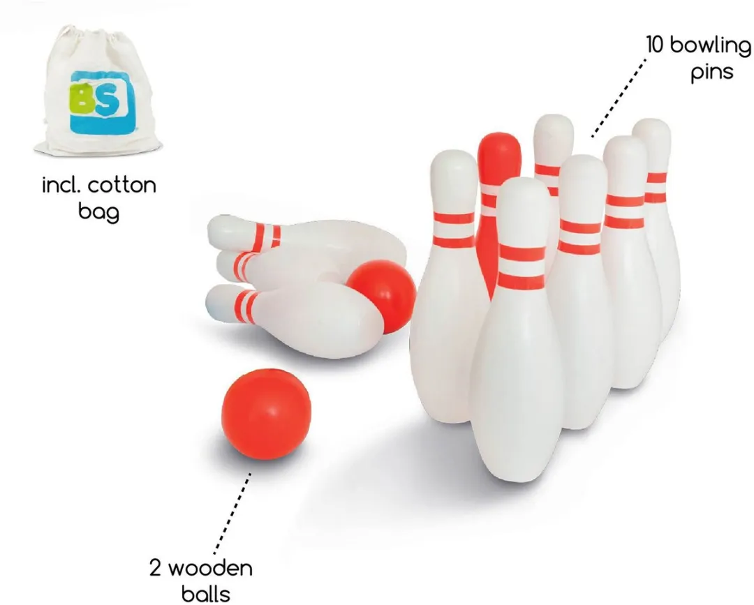 BS Toys Bowlingset - 10 Kegels - Rood & Wit