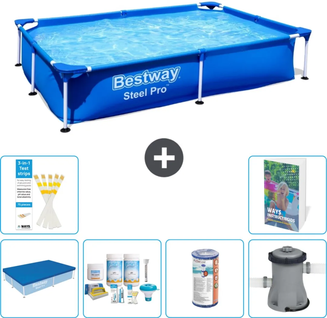 Bestway Steel Pro Zwembad 221x150x43cm Blauw