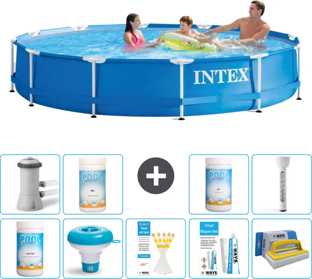 Intex 28212GN-Blauw Rond Frame Zwembad 366x76cm