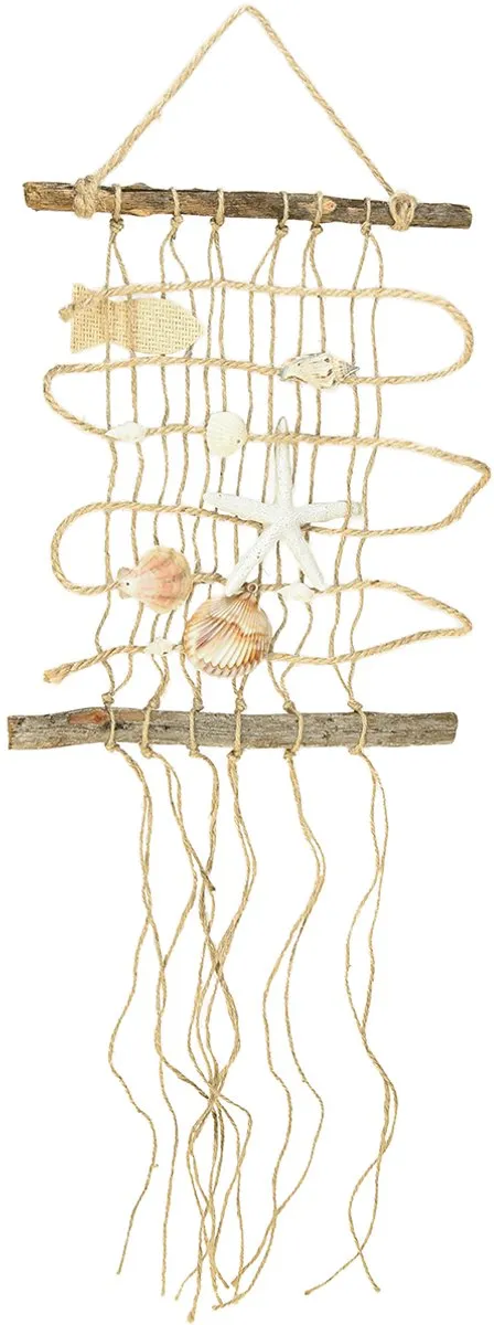 Kaemingk Visnet Jute Wanddecoratie 25x55cm - Beige