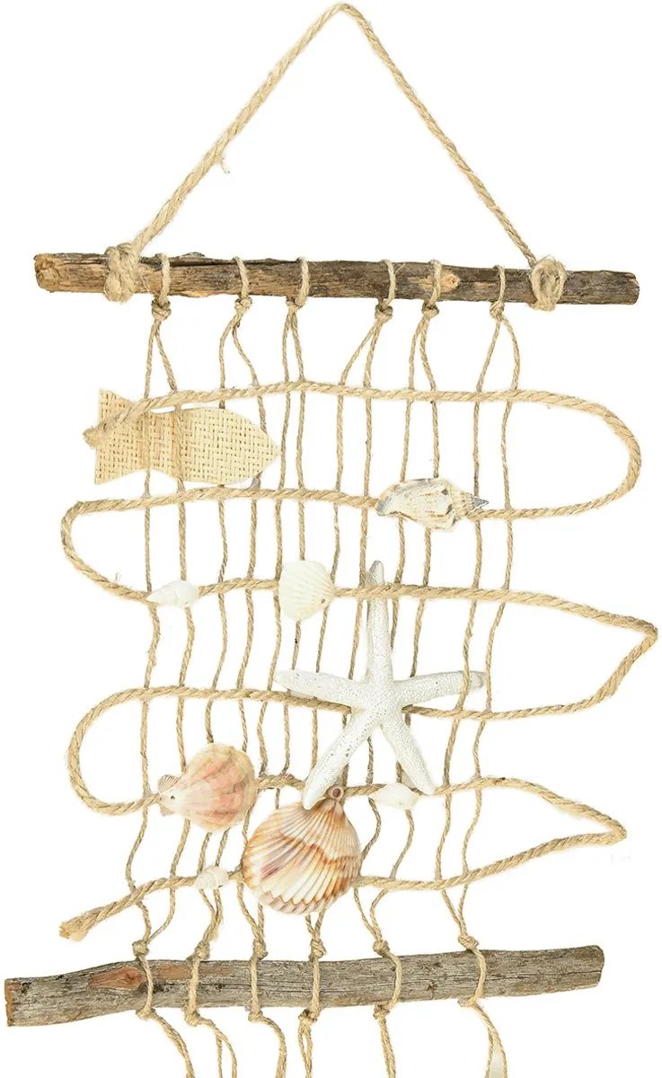 Kaemingk Visnet Jute Wanddecoratie 25x55cm