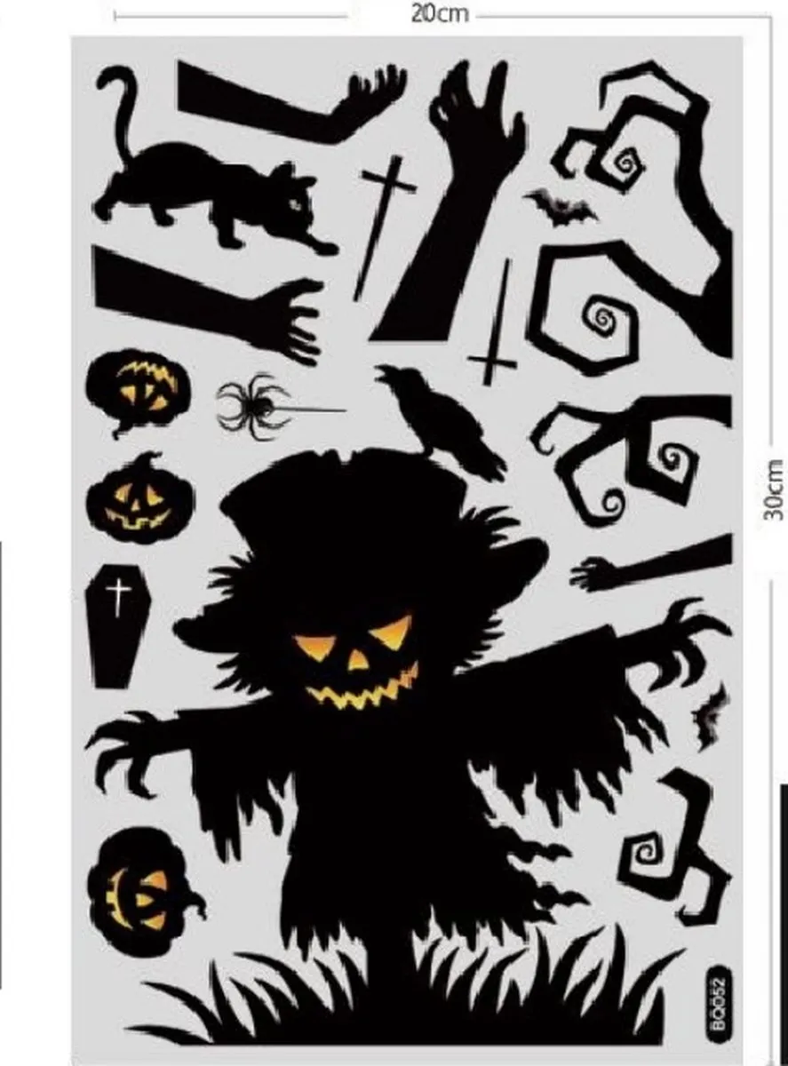 VinkToys Halloween Raamstickers - 8-delig - 122 Stuks