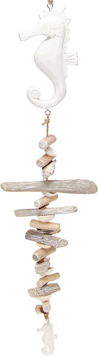 Kaemingk Maritieme Garland Drijfhout Schelpen Zeepaardje - Wit 55cm