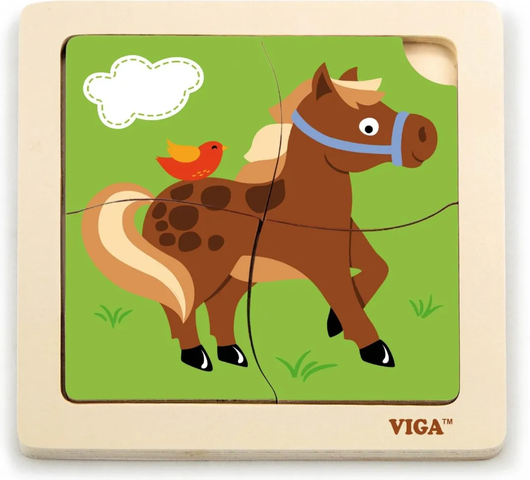 Viga Toys Legpuzzel Paard Junior 4 Stukjes - Multicolor