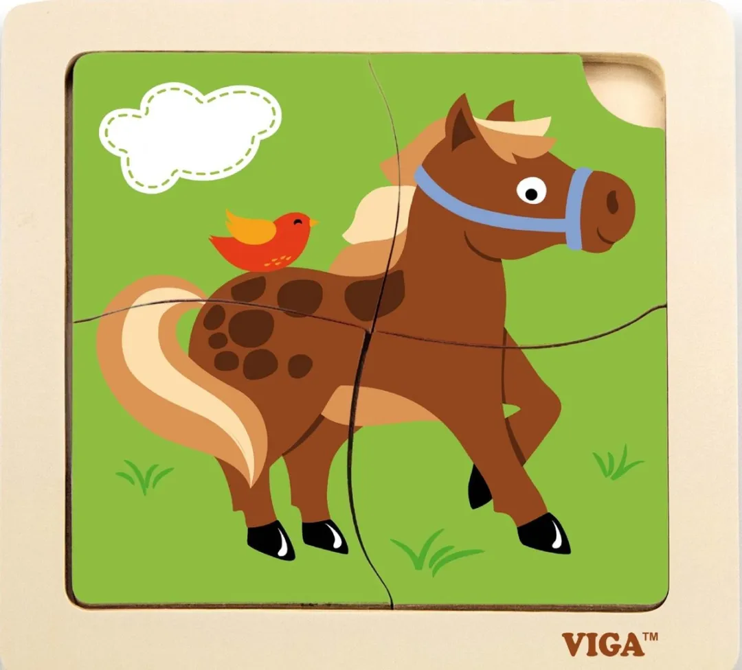 Viga Toys Legpuzzel Paard Junior 4 Stukjes