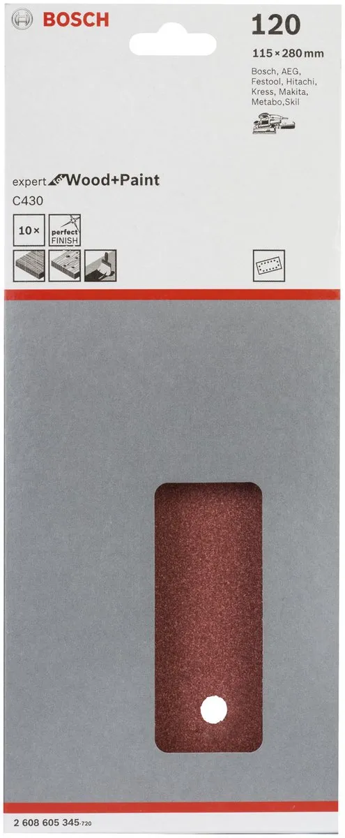 Bosch 10-delige Schuurbladset 120 - 115x280mm