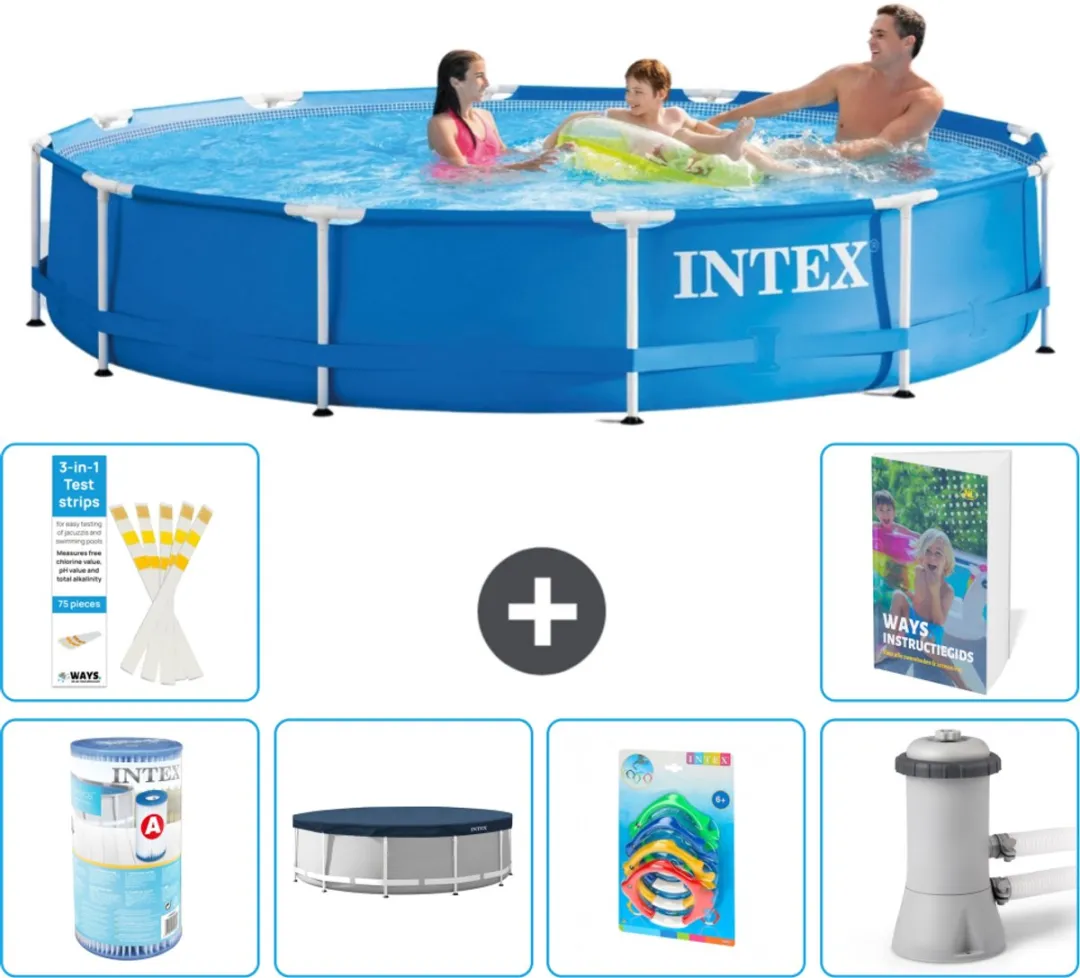 Intex 28210NP-Blauw Rond Frame Zwembad 366x76cm - Blauw