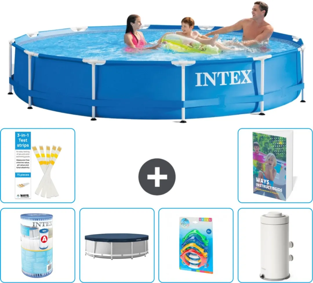 Intex 28210NP-Blauw Rond Frame Zwembad 366x76cm