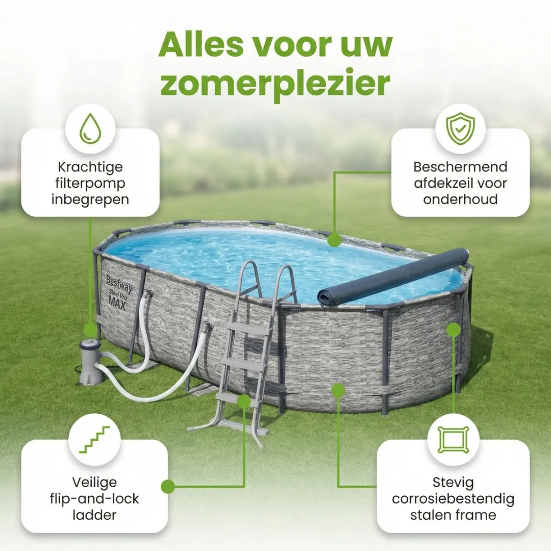 Bestway Steel Pro MAX Zwembad 549cm - 8-delig - Grijs