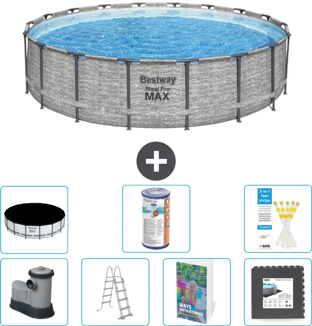 Bestway Steel Pro MAX Zwembad 549cm - 8-delig - Grijs