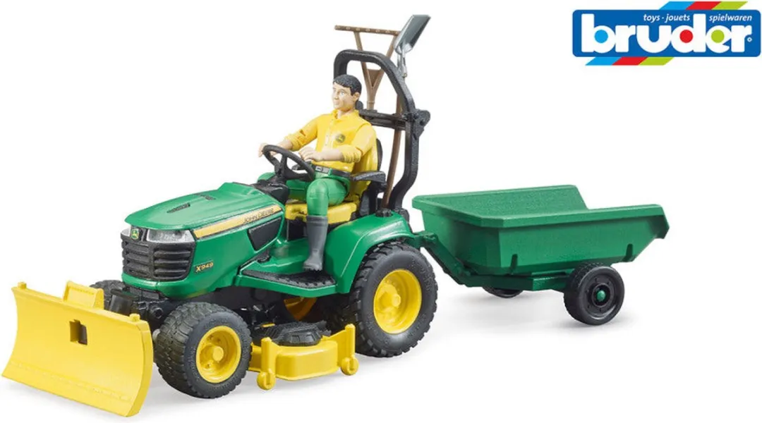 Goobay Bruder John Deere Zitmaaier met Aanhangwagen - Groen