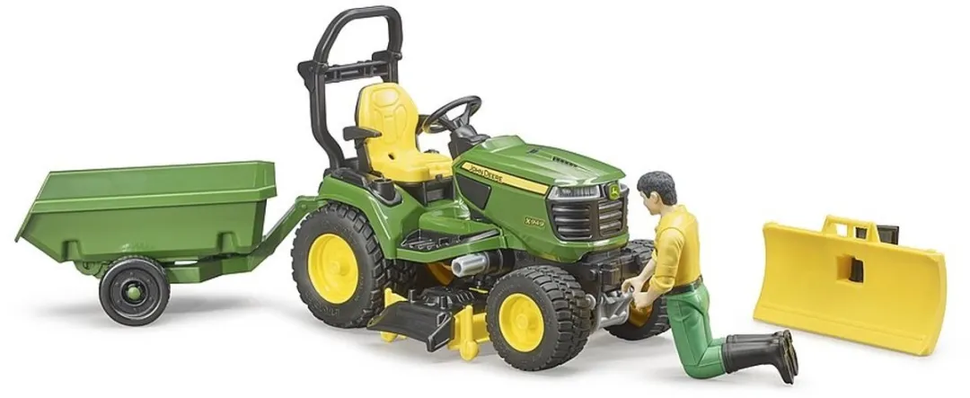 Goobay Bruder John Deere Zitmaaier met Aanhangwagen - Groen