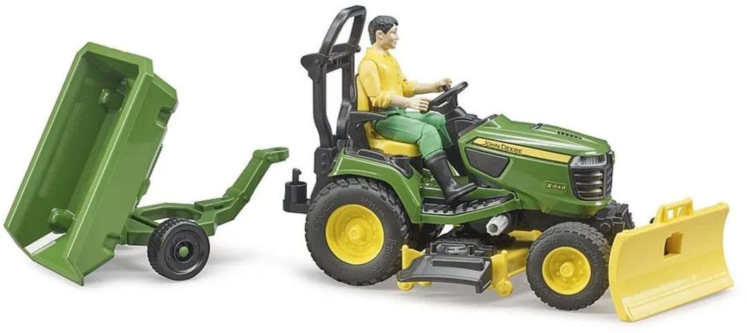 Goobay Bruder John Deere Zitmaaier met Aanhangwagen - Groen