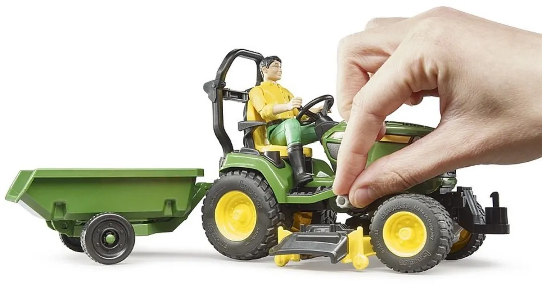 Goobay Bruder John Deere Zitmaaier met Aanhangwagen - Groen