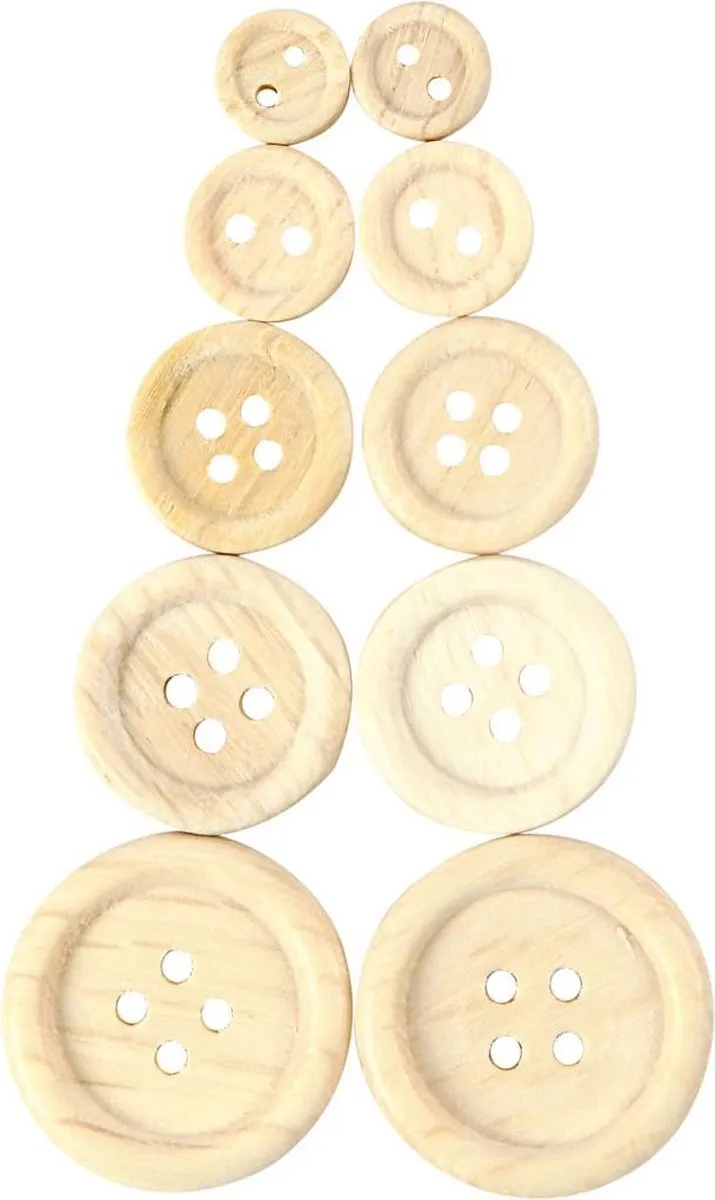 Creativ Company Houten Knopen - 8-23mm - 440 Stuks